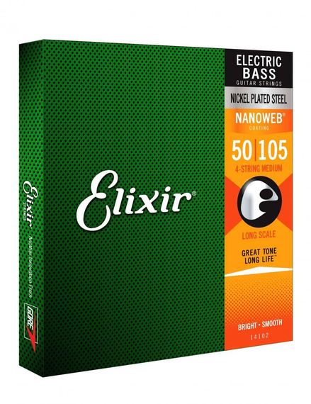 Elixir 14102 NanoWeb 50-105 Long Scale – struny do gitary basowej