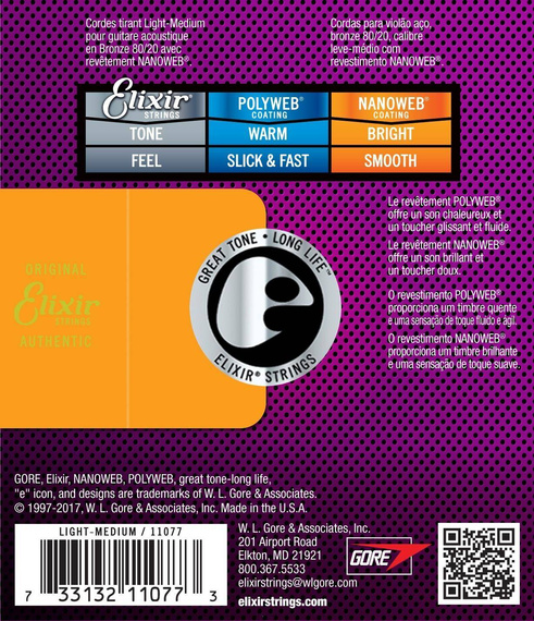 Elixir 11077 Nanoweb 12-56 – struny do gitary akustycznej