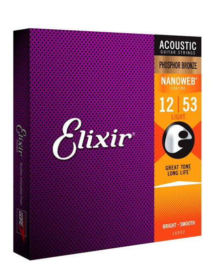 Elixir 16052 NanoWeb Light 12-53 – struny do gitary akustycznej